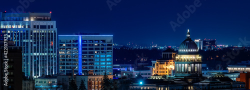 Panoramic view of the Capital in Boise Idaho and downtown buildings