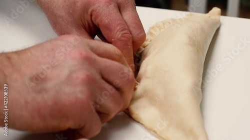 Making a traditional Cornish pasty by hand