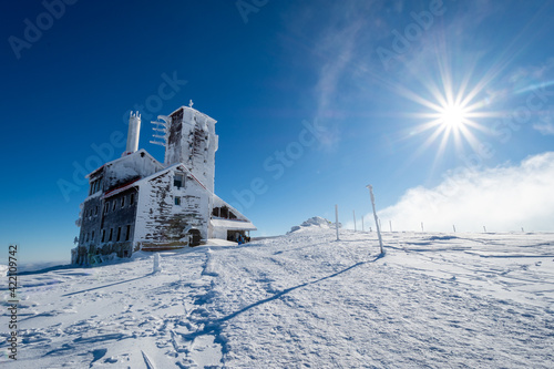 Fototapeta Naklejka Na Ścianę i Meble -  amazing winter landscape of Karkonosze mountains in sunny day in Poland