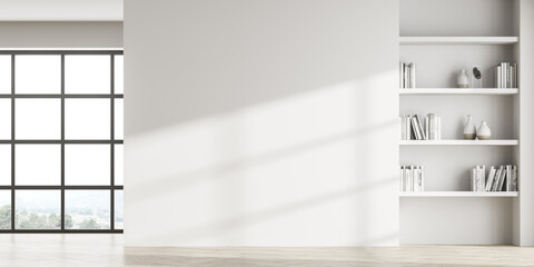 Modern living room interior with blank space and empty wall