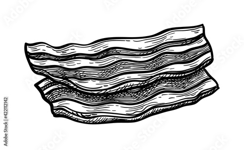 Ink sketch of fried bacon.