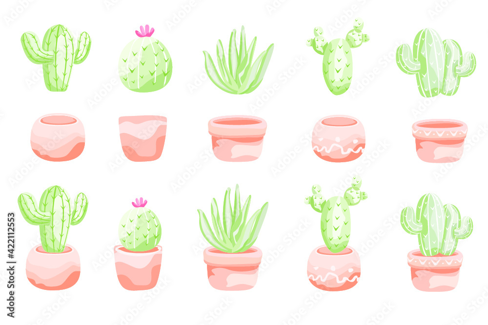 Set Of Cute Cactus Set Of Cute Cactus