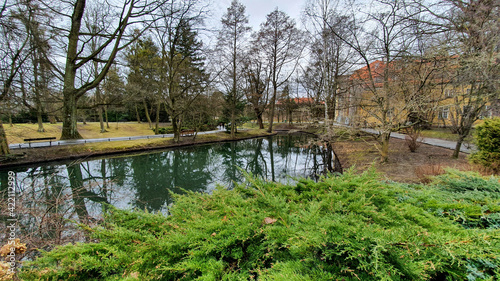 A small pond in the old beautiful Oliwa Park in Gdansk  Poland