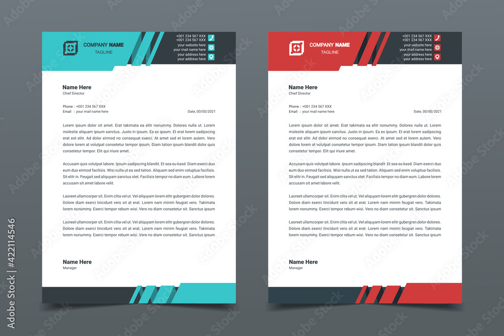 Letterhead design template. Creative and clean modern business letterhead template design. Illustration vector	
