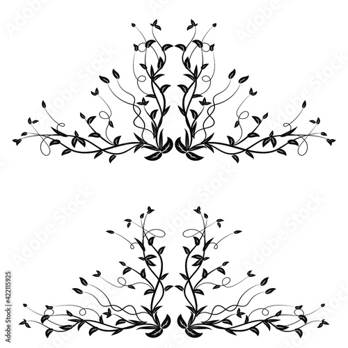 Floral swirls and ornate motifs with leaves. Design elements for page decoration cards  wedding  banner  frames. Vector illustration.