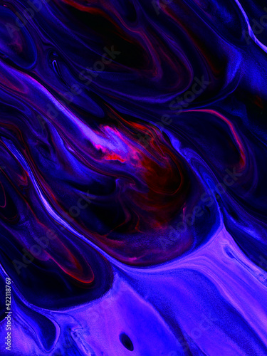 Neon blue and purple abstract creative hand painted background, marble texture