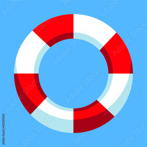 Lifebuoy on a blue background. Symbol of salvation and help. Vector illustration in cartoon style.