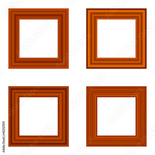Set of squared golden vintage wooden frame for your design. Vintage cover. Place for text. Vintage antique gold beautiful rectangular frames. Template vector illustration