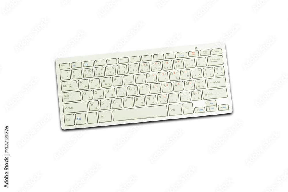 Modern aluminum computer keyboard isolated on white background