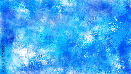 青色、水色の水彩の筆の跡、背景素材、テクスチャ