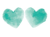 water color 水彩 ハート 緑 青 手描き パーツ デザイン ベクター イラスト エメラルドグリーン heart illustration green