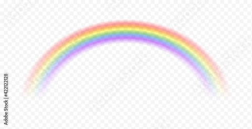 Realistic rainbow. Sky magic spectrum color after rain on transparent background. Vector fantasy effect