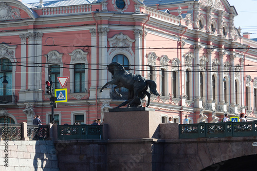 iron horse with rider on the bridge photo