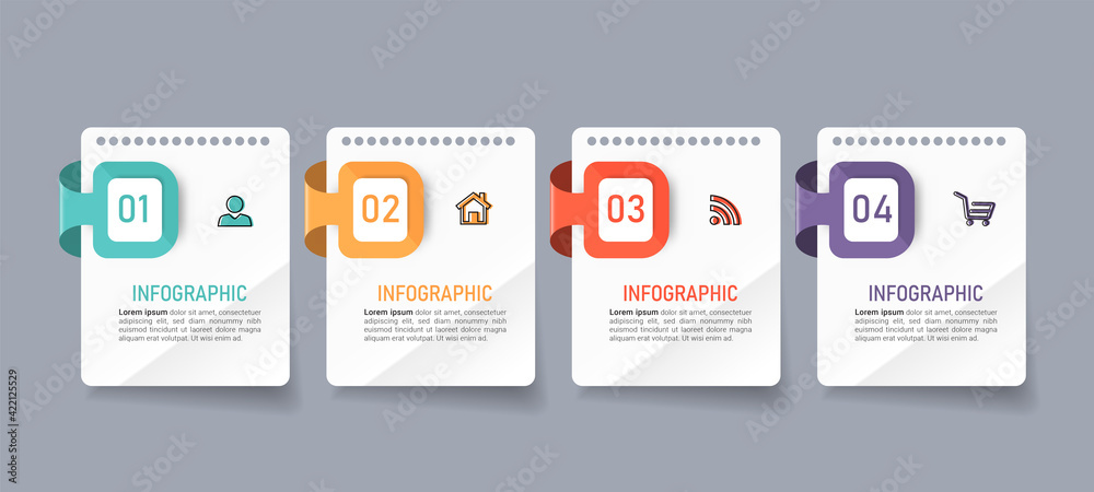 Infographics design template, 3D Business concept with 4 steps or options, can be used for workflow layout, diagram, annual report, web design.Creative banner, label vector.
Infographics design template, 3D Business concept with 4 steps or options, can be used for workflow layout, diagram, annual report, web design.Creative banner, label vector.