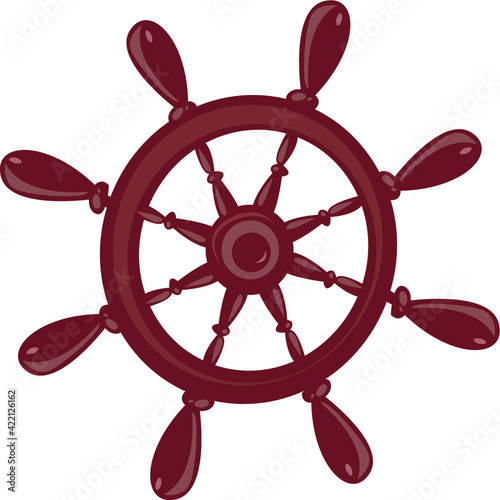 Steering sea from the ship clipart flat. Vector illustration in cartoon style.