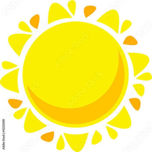 Yellow sweetheart sun clipart flat cartoon. Vector illustration in cartoon style.