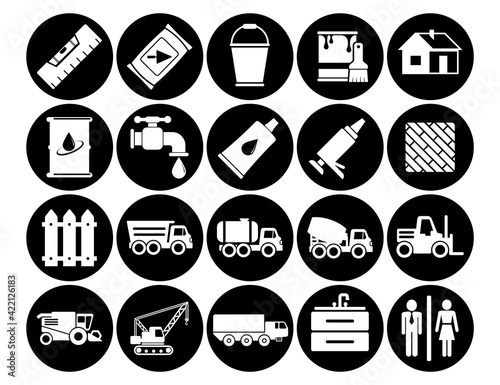 construction Set vector line icons with open path elements for mobile concepts and web apps. Collection modern infographic logo and pictogram.