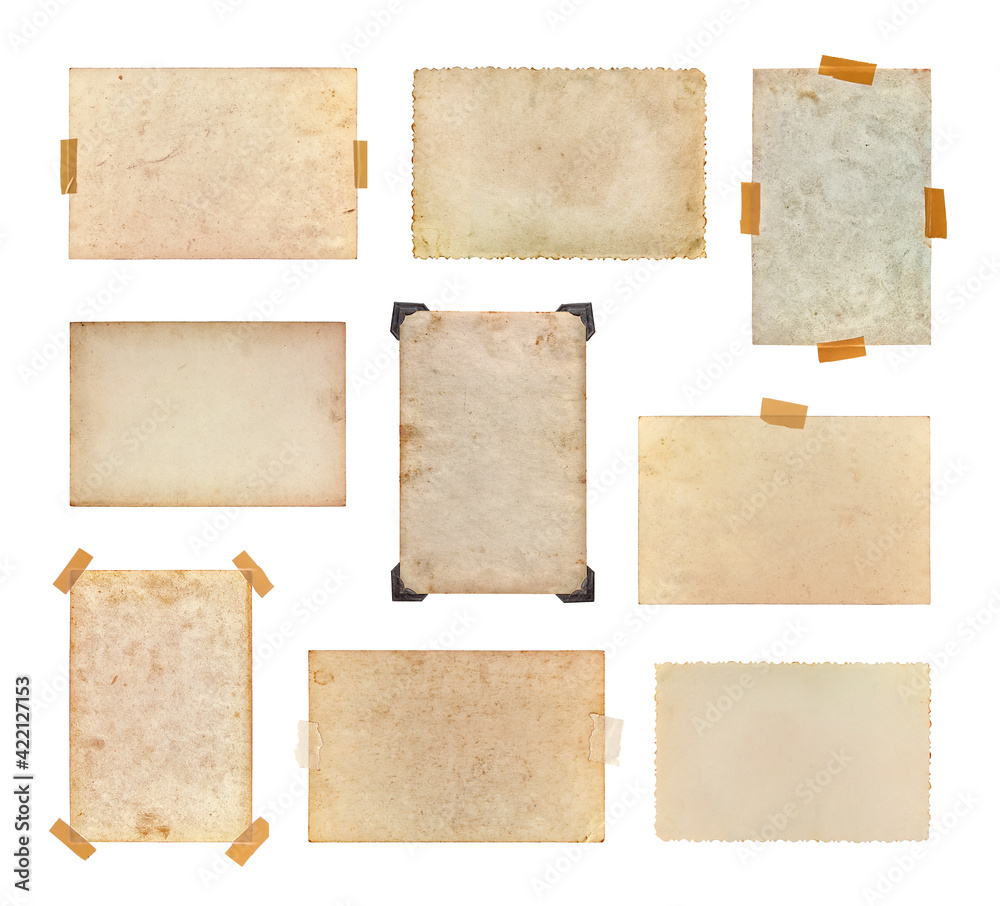 Set of vintage photos isolated on a white background.