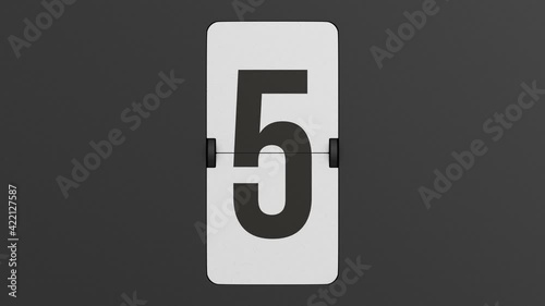 countdown on dark background. Flip scoreboard number. 3D render