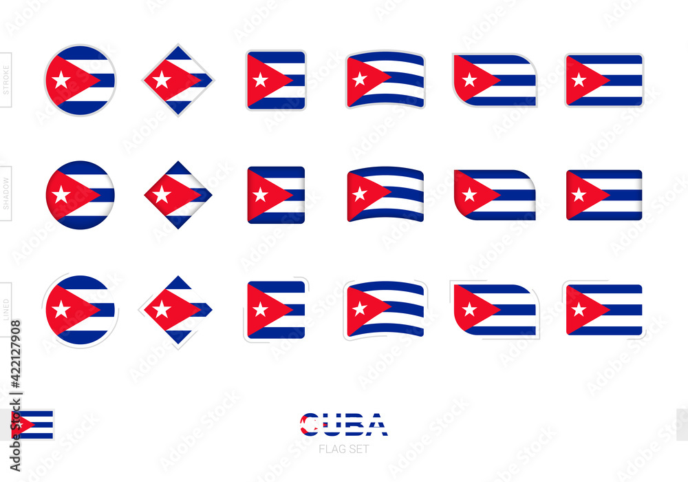 Cuba flag set, simple flags of Cuba with three different effects. Cuba flag set, simple flags of Cuba with three different effects.