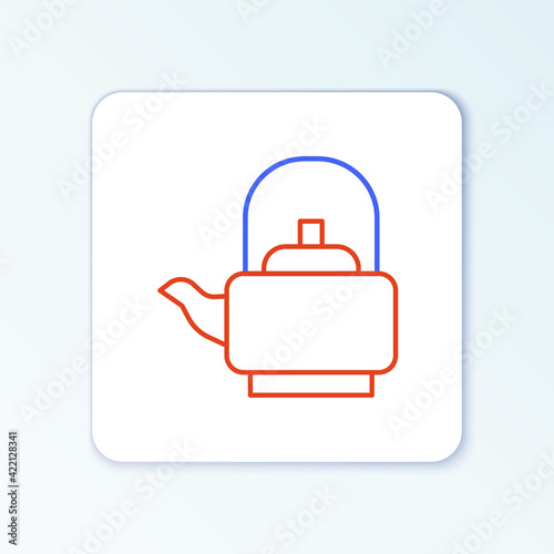 Line Kettle with handle icon isolated on white background. Teapot icon. Colorful outline concept. Vector