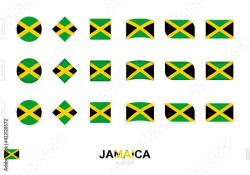 Jamaica flag set, simple flags of Jamaica with three different effects.