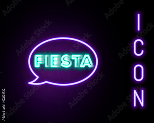 Glowing neon line Fiesta icon isolated on black background. Colorful outline concept. Vector