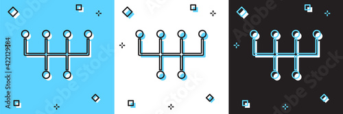 Set Gear shifter icon isolated on blue and white, black background. Transmission icon. Vector