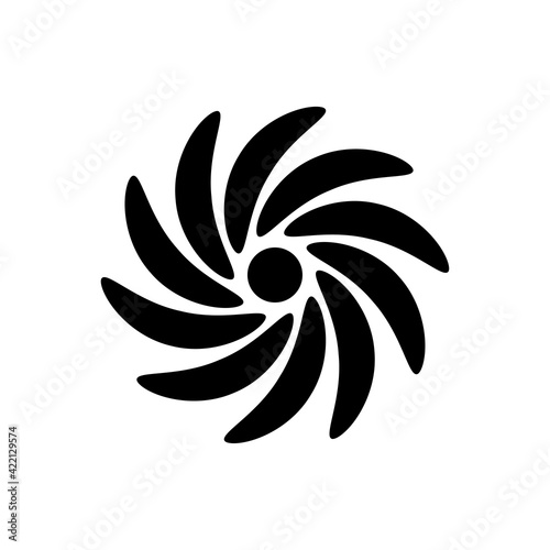 Flower icon. Black round silhouette. Vector simple flat graphic illustration. The isolated object on a white background. Isolate.
