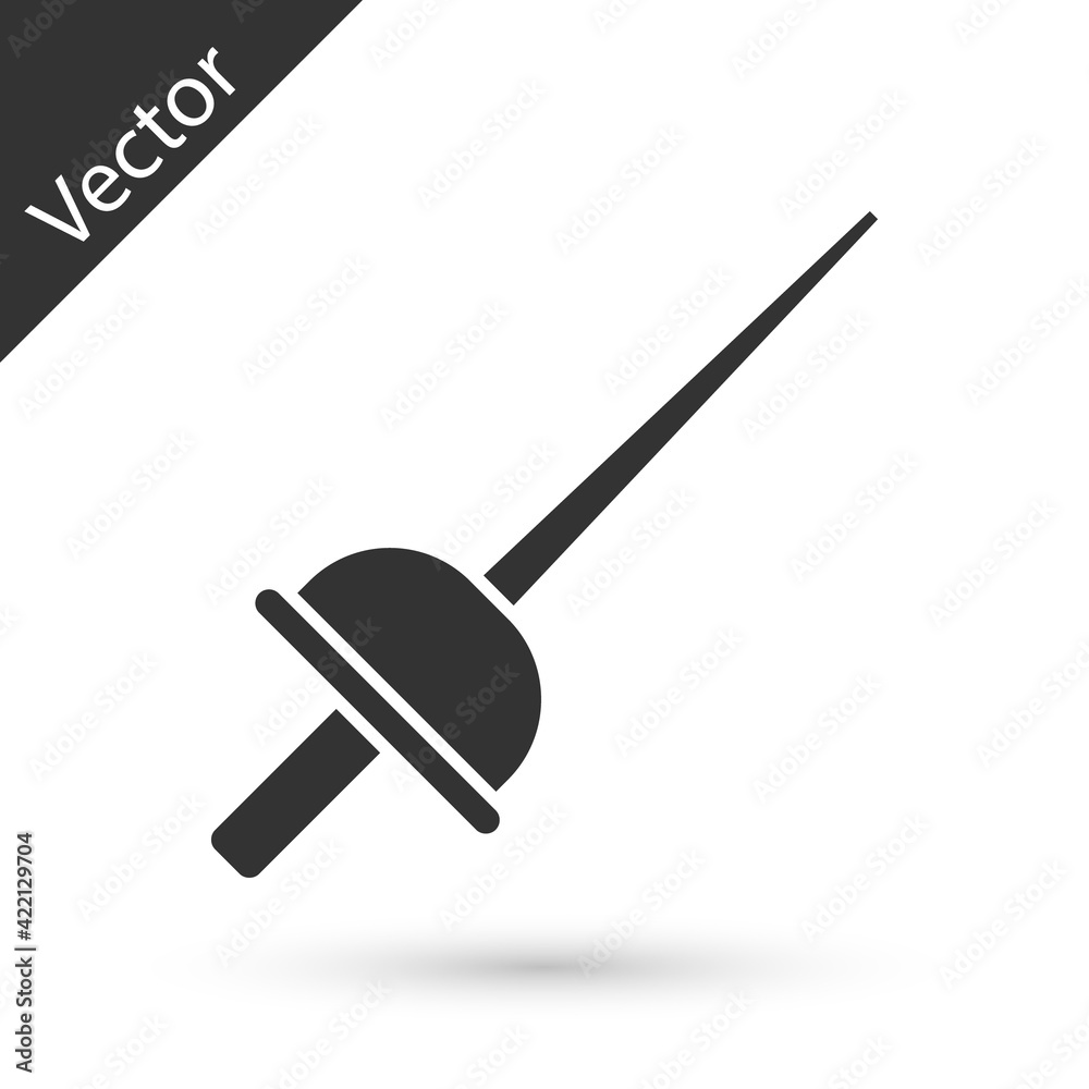 Grey Fencing icon isolated on white background. Sport equipment. Vector Grey Fencing icon isolated on white background. Sport equipment. Vector