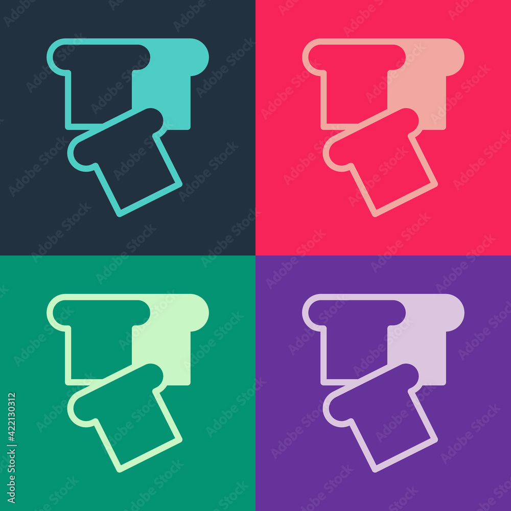 Pop art Bread toast for sandwich piece of roasted crouton icon isolated on color background. Lunch, dinner, breakfast snack. Vector Pop art Bread toast for sandwich piece of roasted crouton icon isolated on color background. Lunch, dinner, breakfast snack. Vector