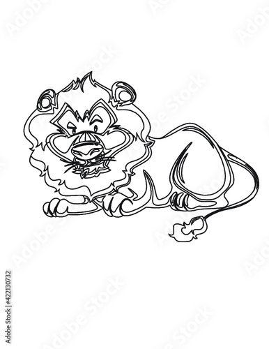 Happy cartoon lion within Illustration, you can add color by your choice and also for made a coloring guide for kids