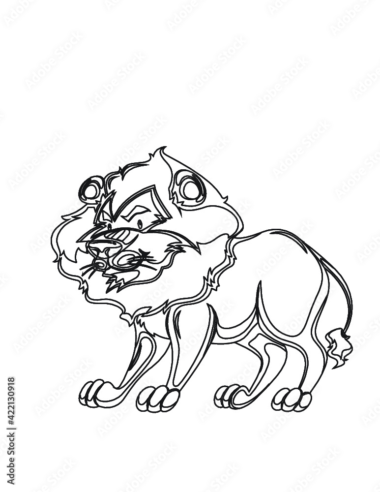 Happy cartoon lion within Illustration, you can add color by your choice and also for made a coloring guide for kids Happy cartoon lion within Illustration, you can add color by your choice and also for made a coloring guide for kids