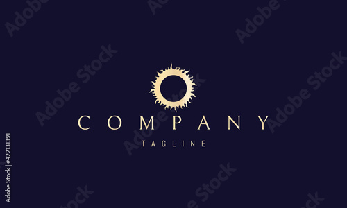 Vector golden logo on which an abstract image of a solar eclipse.