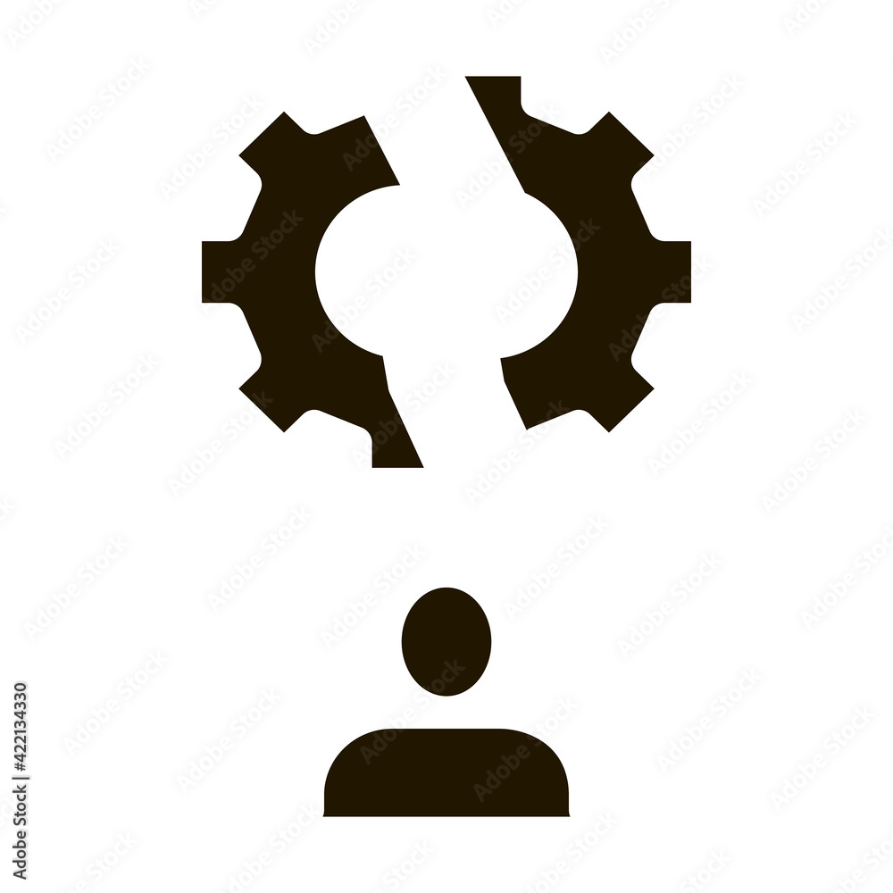 Broken Gear Man Icon Vector Glyph Illustration Broken Gear Man Icon Vector Glyph Illustration