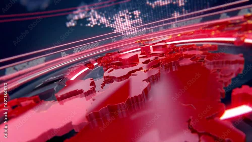 3d Digital World Map News Intro Background
