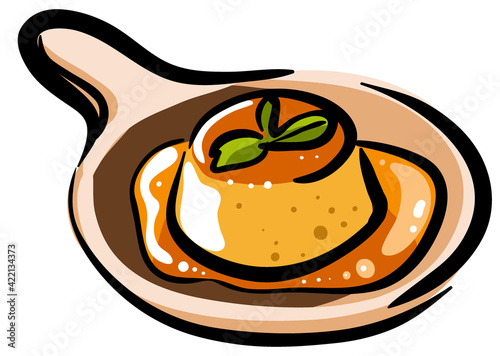 Flan or caramel custard dessert stock illustration