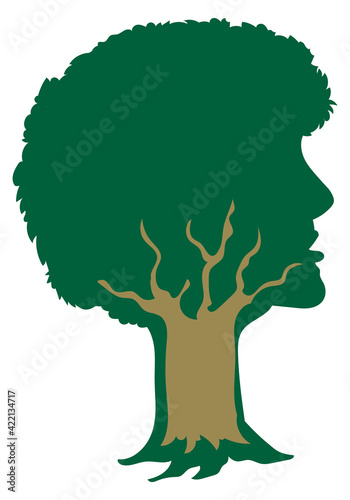 Tree with human face stock illustration