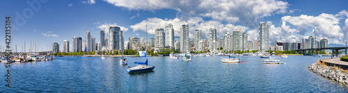 Downtown Vancouver Skyline Panorama with Harbor, BC British Columbia, Canada