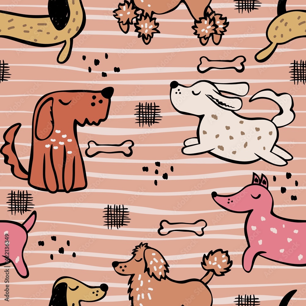 Frisky dogs illustration