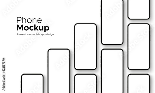 Mobile Phones Mockups with Blank Screens Isolated on White Background. Showing Your App Design. Vector Illustration
