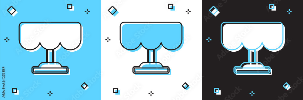 Set Wooden table icon isolated on blue and white, black background. Street cafe. Vector Set Wooden table icon isolated on blue and white, black background. Street cafe. Vector