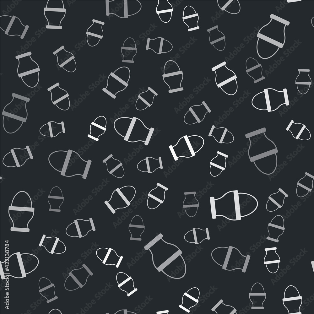 Grey Chicken egg on a stand icon isolated seamless pattern on black background. Vector Grey Chicken egg on a stand icon isolated seamless pattern on black background. Vector