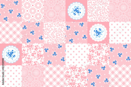 patchwork. pink seamless pattern. vector illustration.