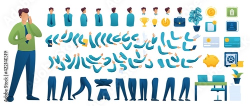 Constructor for creating a Businessman N2. Create your own Businessman character with a Set of hands and feet. Flat 2D characters