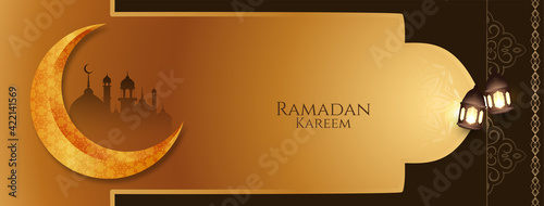 Ramadan Kareem festival banner with crescent moon
