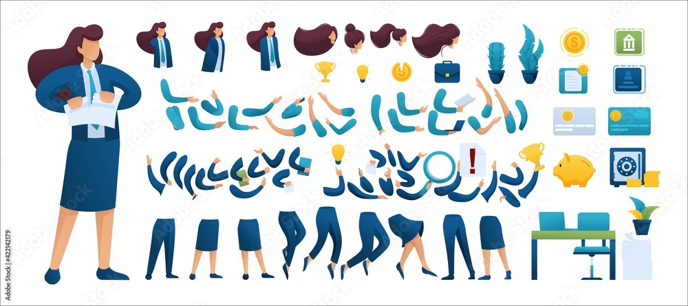 Constructor for creating a Businesswoman N10. Create your own Businessman character with a Set of hands and feet. Flat 2D characters Constructor for creating a Businesswoman N10. Create your own Businessman character with a Set of hands and feet. Flat 2D characters