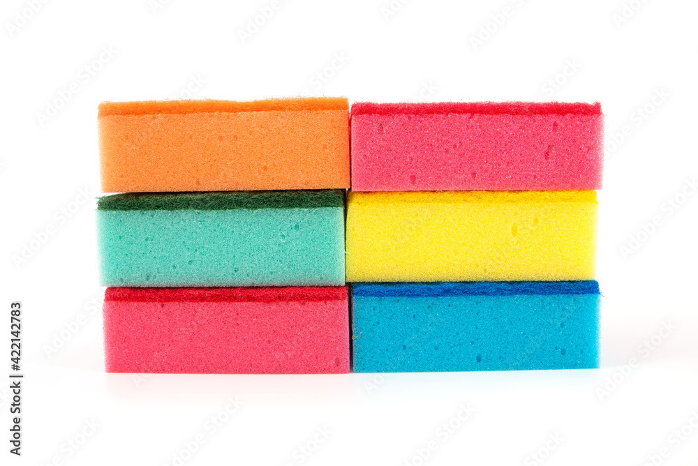 sponges on a white background. Means for cleaning the apartment sponges on a white background. Means for cleaning the apartment