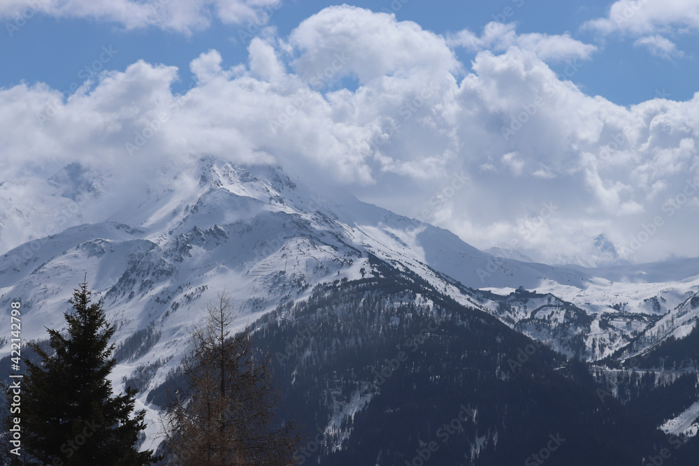 snow covered mountains