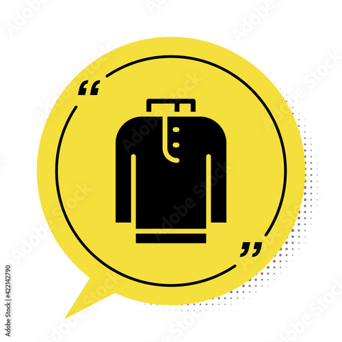 Black Shirt kurta icon isolated on white background. Yellow speech bubble symbol. Vector